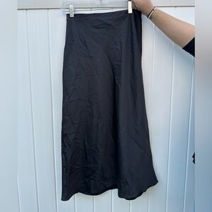Black Satin Women’s Midi Skirt